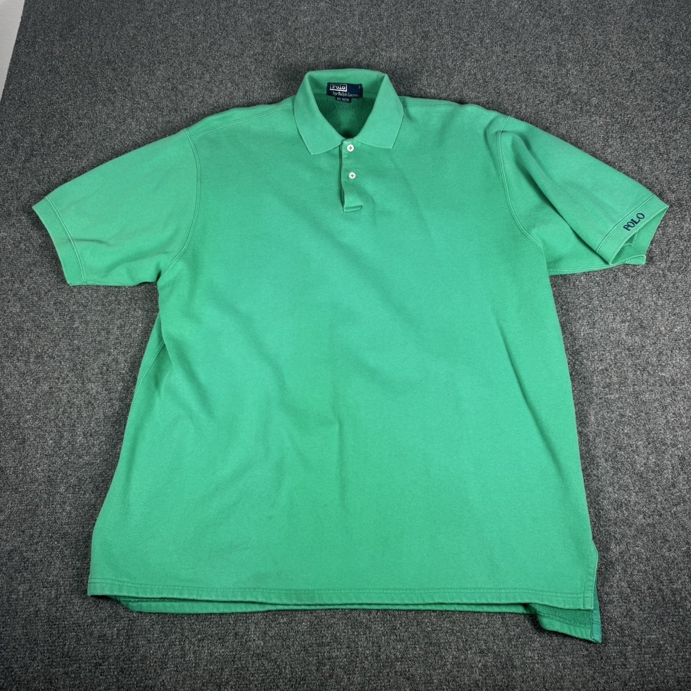 Vintage‎ Polo Ralph Lauren Shirt Mens M Green Collared cotton Preppy 90s Y2K